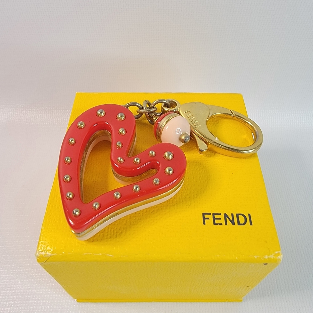 FENDI Heart Red and Pink Bag Charm